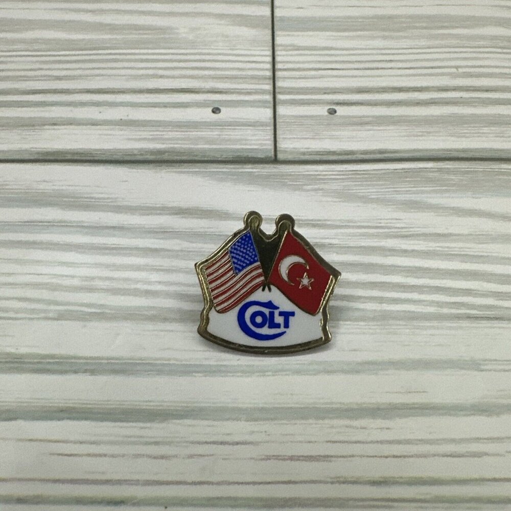 Colt Firearms Pin Vintage American Flag Turkey Flag
